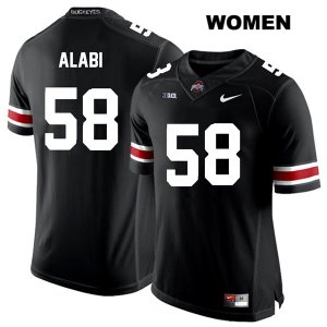 Women's NCAA Ohio State Buckeyes Joshua Alabi #58 College Stitched Authentic Nike White Number Black Football Jersey IG20H35GI